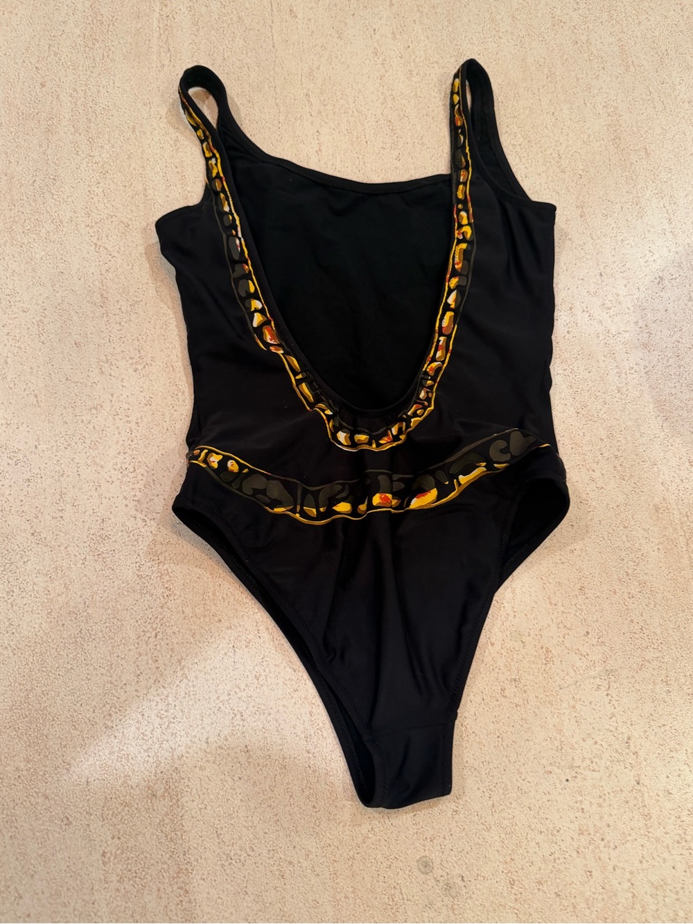 Moschino Women’s  Black One-Piece Swimsuit with Gold Chain Print, Size 38/USA 4 - Picture 3 of 6